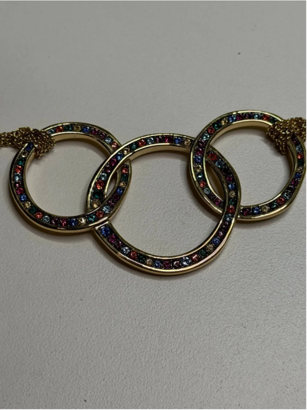 Women's Swarovski Gold Multicolor Crystal Hoop Necklace One Size - Picture 3 of 4